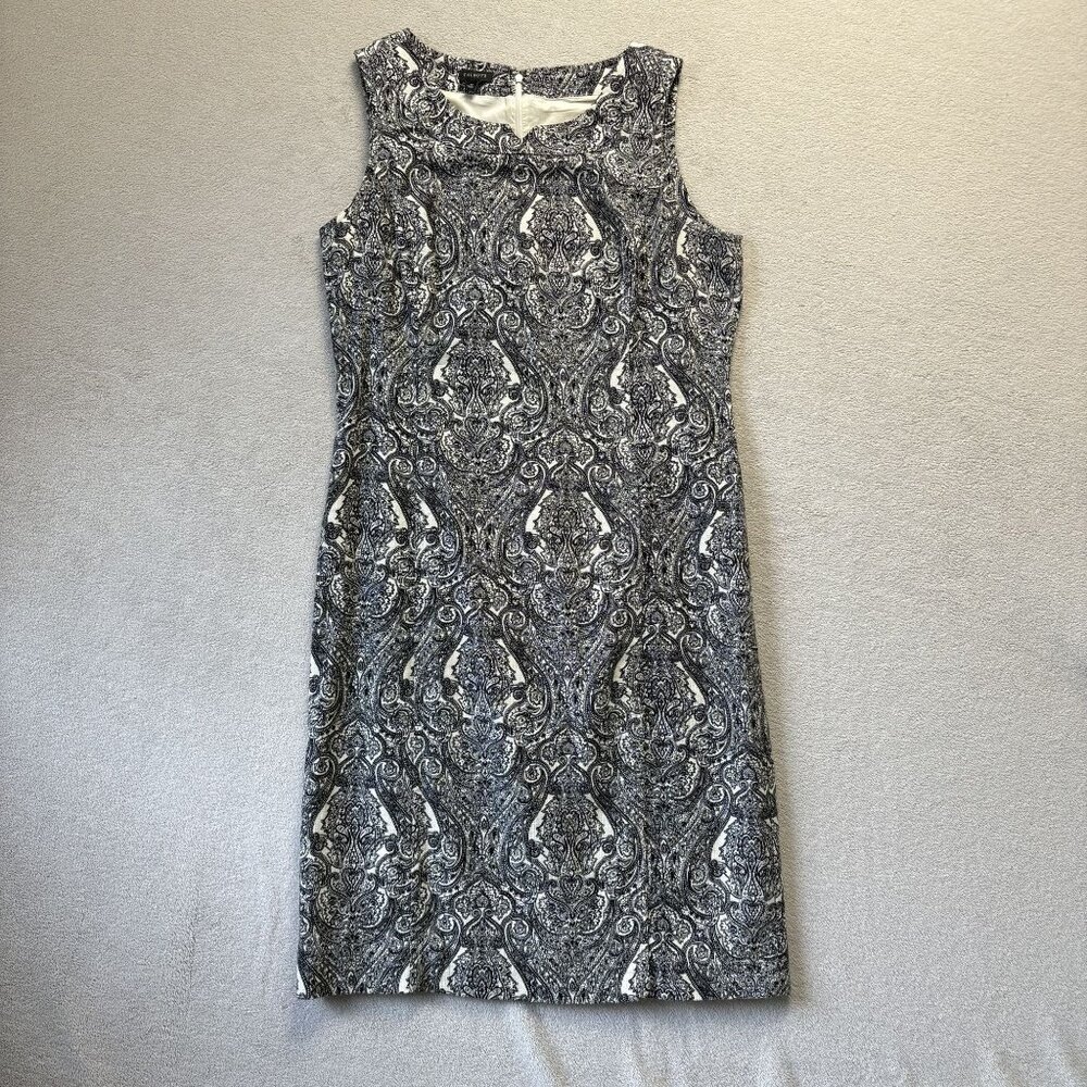 Talbots Dress Women Sz 12 Sleeveless Black Paisley Made In‎ India Cotton Modal